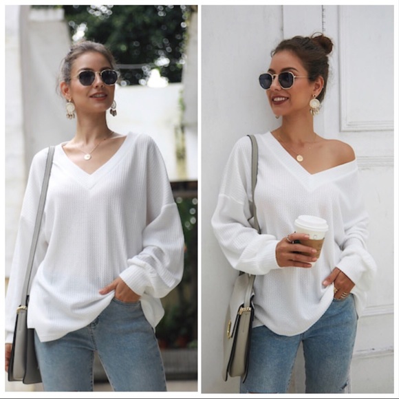 Sweaters - JUST IN ! White drop shoulder- Sweater